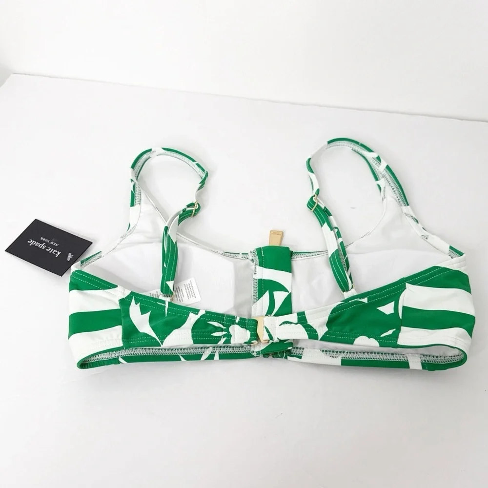 NWT KATE SPADE | Floral Forest Glen White and Green Bikini High Waist Set Sz. XS